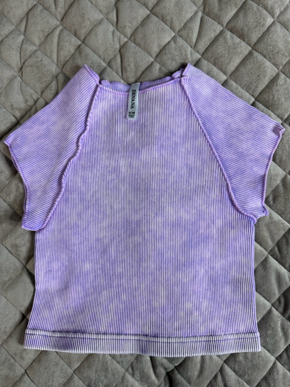 Zenana Outfitters Lavender Ribbed Short Sleeve Tee